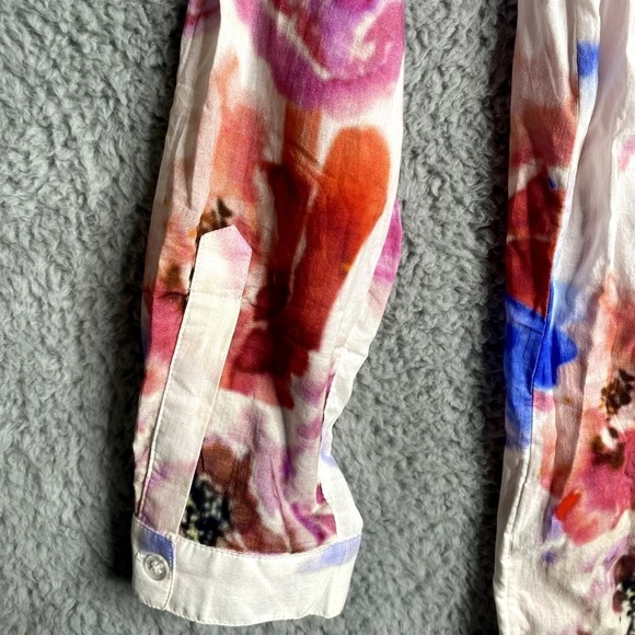 NWT Soft Surroundings roll tab button down artsy art to wear floral abstract M - Picture 16 of 16
